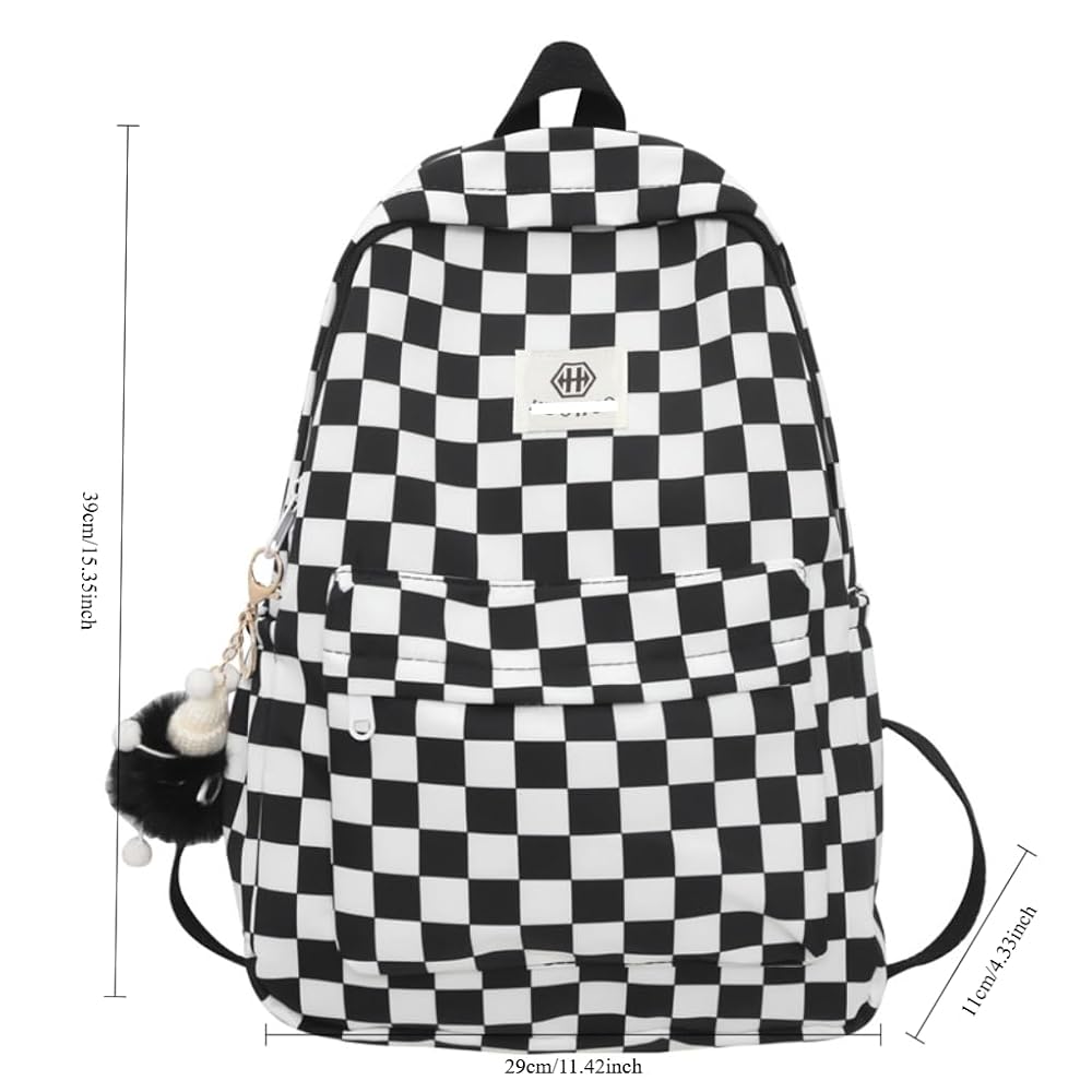 Y2K backpack チェック タータン Backpack Pink Checker Pattern Cute Y2K Design, Nostalgia